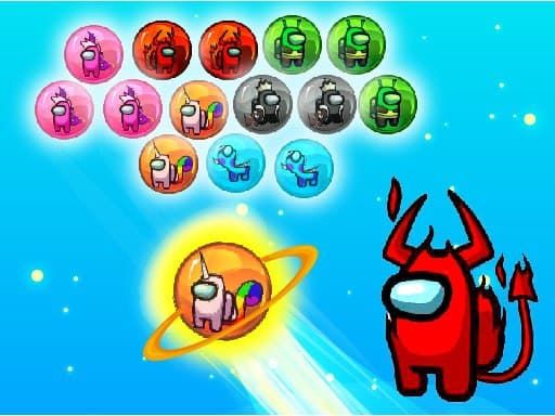 Among Us Bubble Shoot Puzzle - browser game screenshot