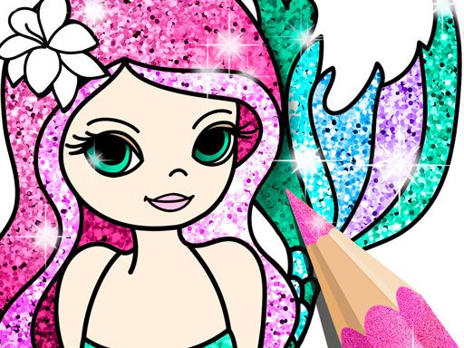 Mermaid Coloring Book Glitter - browser game screenshot