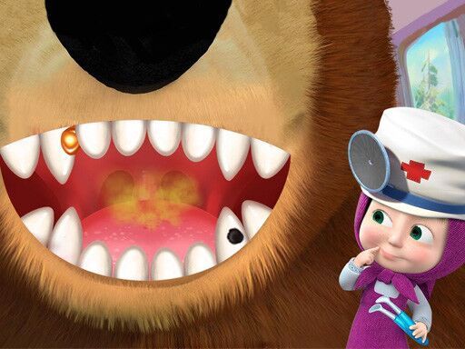 Masha And The Bear Dentist Game - browser game screenshot
