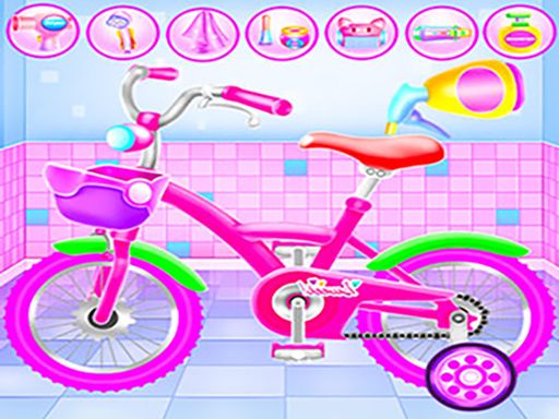 Girl Bike Fix Washing Salon - browser game screenshot