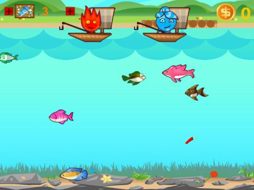 Fireboy And Watergirl Go Fishing - browser game screenshot