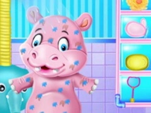 Baby Hippo Bath Time - Pet Care - browser game screenshot