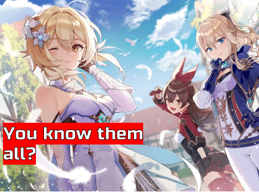 Genshin Impact (Part 1) - Test - Characters - browser game screenshot