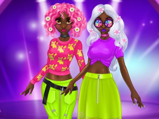 Princess Incredible Spring Neon Hairstyles - browser game screenshot