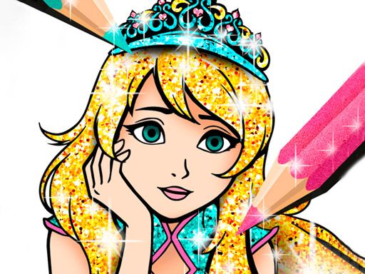 Princess Coloring Book Glitter - browser game screenshot