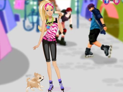 Barbie on roller skates - browser game screenshot