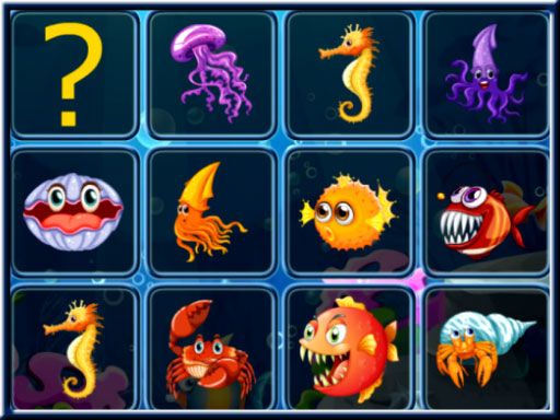 Sea Creatures Cards Match - browser game screenshot