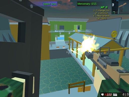 Pixel Crazy Minecraft shooter - browser game screenshot